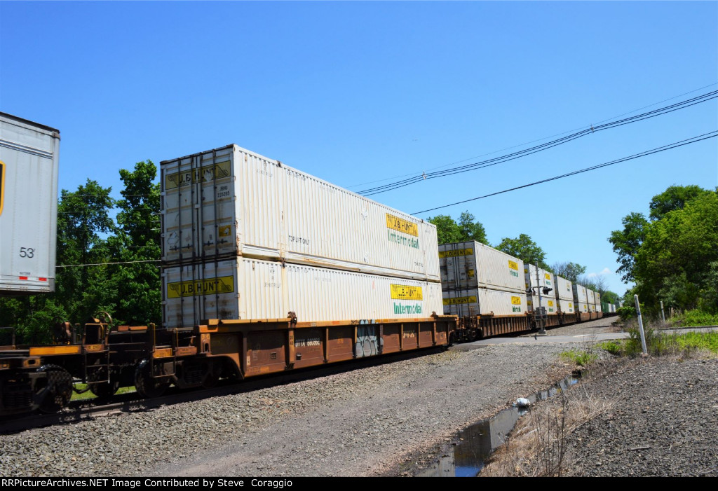 DTTX 680962 with two 53ft JB Hunt Intermodal containers.